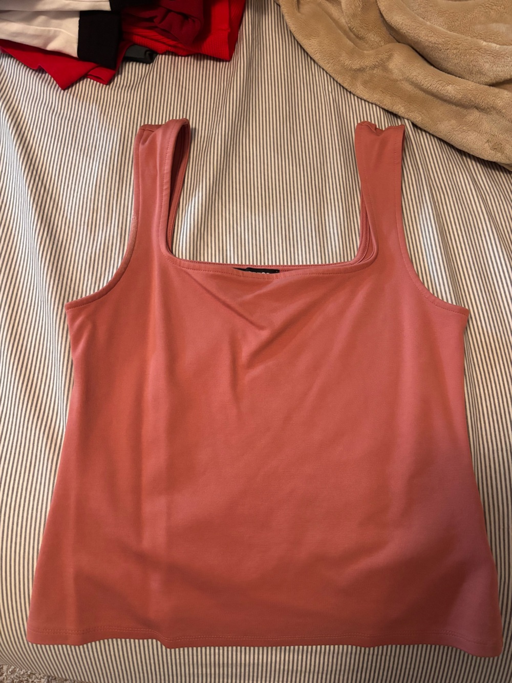 Express Coral-Red Square Neck Tank